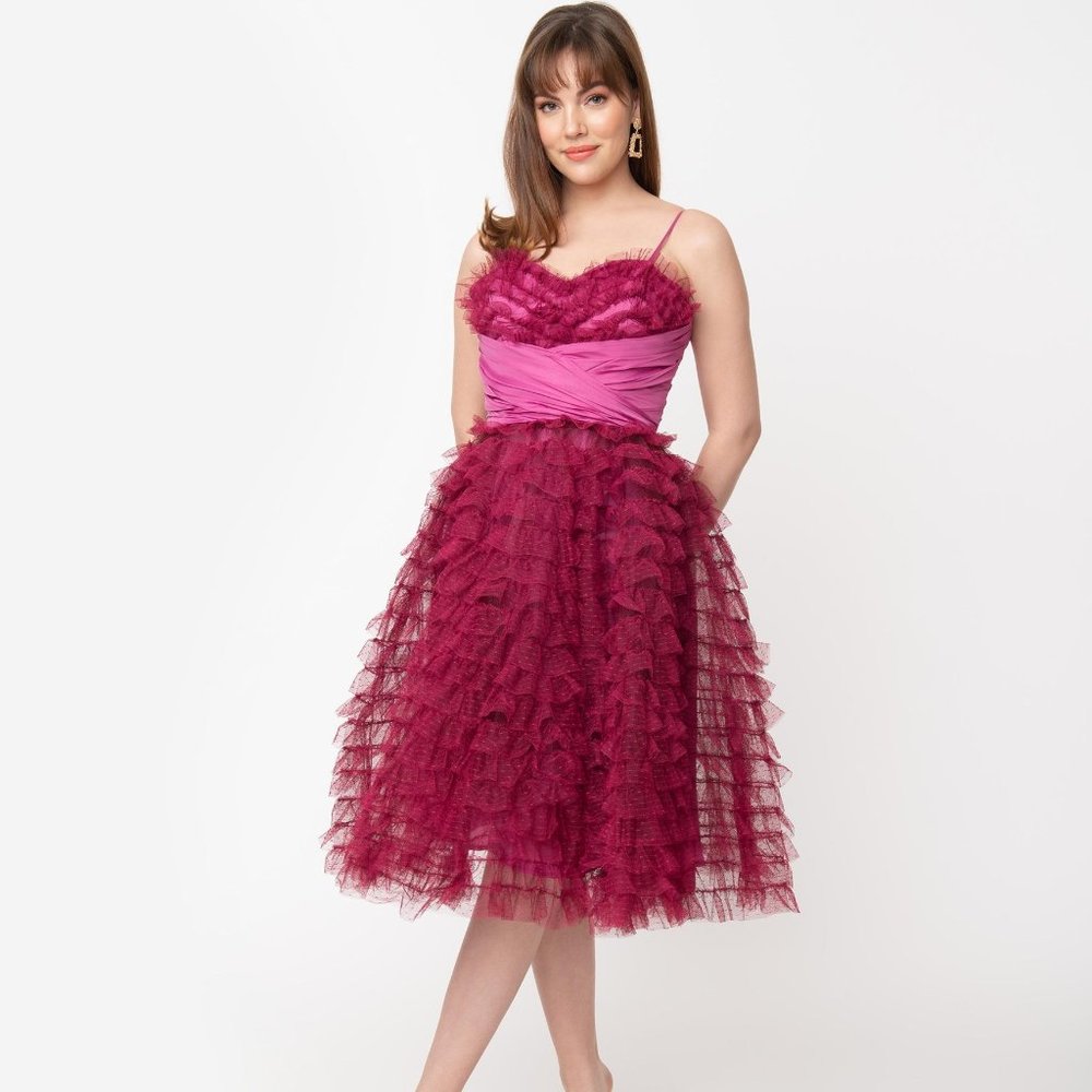 Unique Vintage 50s Cupcake Berry Dress NWT